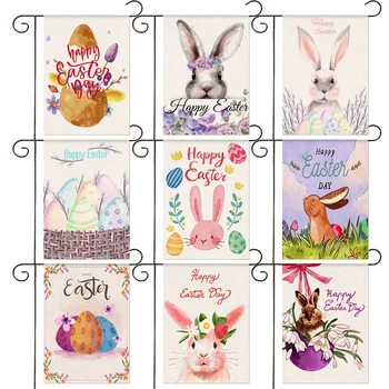 Баннер Happy Easter Garden Добро Пожаловать, Кролик, Пасхальное Яйцо, Цветок, Весенне-Летний Декор дома, Флаг на открытом воздухе