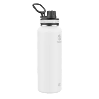 Белая и черная бутылка для воды с двойными стенками из нержавеющей стали с вакуумной изоляцией объемом 40 унций, широким горлышком и откидной крышкой