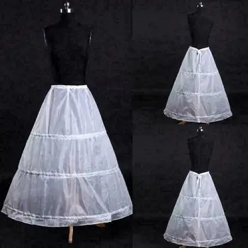 Белое длинное платье трапециевидной формы с 3 обручами, Свадебное платье, Нижняя юбка, Слипы