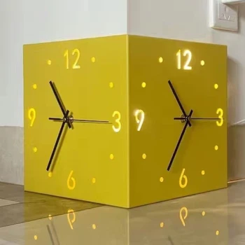 Большие настенные часы с двусторонними углами Современный дизайн Цифровые бесшумные часы Украшение гостиной Поделки Часы Reloj De Pared