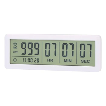 Большие цифровые часы с таймером обратного отсчета дней - таймер обратного отсчета 999 дней для выпускной лабораторной кухни (белый)