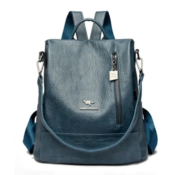 Брендовый винтажный женский рюкзак, Кожаные рюкзаки, школьные сумки для девочек-подростков, многофункциональные сумки через плечо, Женский рюкзак для путешествий