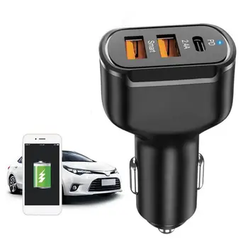 Быстрое автомобильное зарядное устройство USB C, 3 порта подачи питания, автомобильный адаптер PD, беспроводное автомобильное зарядное устройство мощностью 30 Вт, быстрая зарядка, мини-автомобильное зарядное устройство для смартфонов