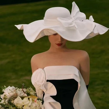 В наличии белые свадебные шляпы больших размеров для женщин, элегантные свадебные аксессуары для невесты, шляпы для невесты