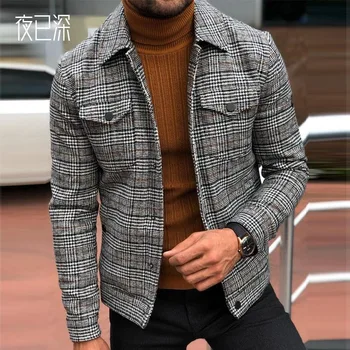 Весенне-осенняя мужская куртка, мужская горячая распродажа 2023, приталенная повседневная модная мужская куртка в клетку, топ