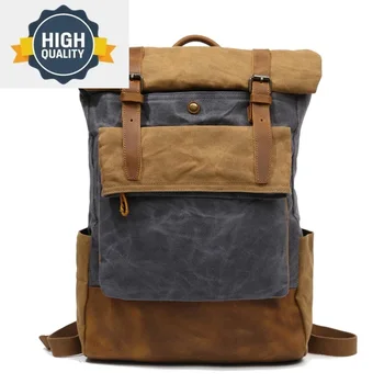 Винтажные мужские рюкзаки на каждый день, холщовый рюкзак, кожаная школьная сумка, дизайнерская повседневная модная водонепроницаемая дорожная сумка, мужской рюкзак Back Pack Bagpack
