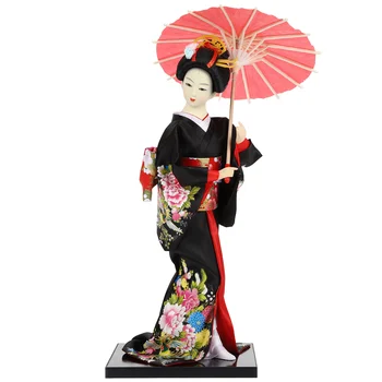Винтажный декор Украшение дома Японское Азиатское Кимоно Фигурка для вечеринки Шелковая статуэтка Гейши