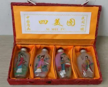 Внутренняя роспись китайской стеклянной бутылки для нюхательного табака Four Beauty
