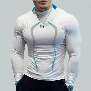 Высококачественная Мужская футболка для бега S-5XL, Быстросохнущая Футболка для Фитнеса с длинными рукавами, Одежда Для тренировок, Спортивная рубашка для спортзала, Топы 8 Col