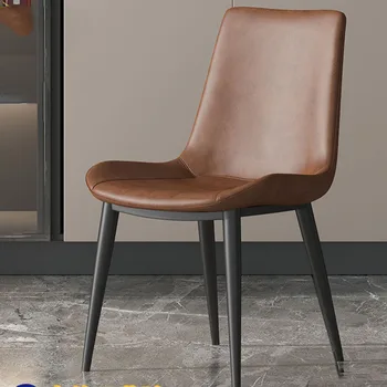 Высококачественные Легкие Роскошные Обеденные стулья из кожи, устойчивой к кошачьим царапинам, минималистичные современные скандинавские табуреты для домашнего использования