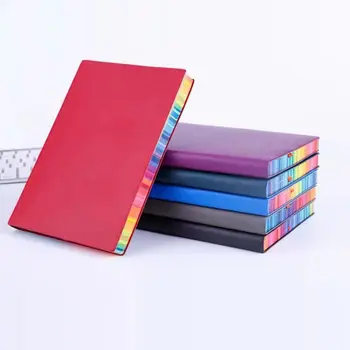 Высококачественный блокнот A5-B5-A6 из кожи делового цвета с краями, утолщенный блокнот Rainbow Book