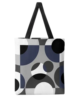 Геометрия Темно-серая Женская холщовая сумка для покупок большой емкости, многоразовые Эко-сумки для студентов