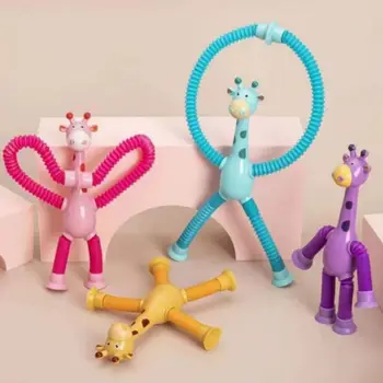 Головоломка с растягивающимся Жирафом, новая игрушка для снятия стресса, мультяшная всасывающая трубка переменной формы со светом, подходящая для подарков детям и взрослым