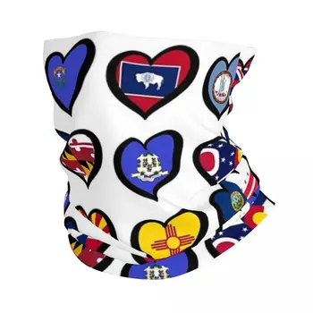 Государственные флаги США, Сердца, Логотип Amerivision, Бандана, Шейный платок, маска с принтом, Шарф, теплый Велосипедный шарф на открытом воздухе