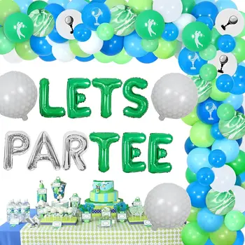 Давайте разделим украшения для вечеринки в гольф для мальчиков, мужчин, сине-зеленые шары для гольфа, гирлянды, арка, принадлежности для вечеринки в честь дня рождения на спортивную тематику