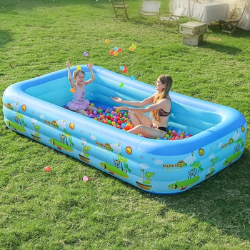 Двухслойный Садовый Портативный Утолщенный Детский Водный бассейн для вечеринок, Круглый Крытый Открытый Детский Надувной бассейн Многоразового использования