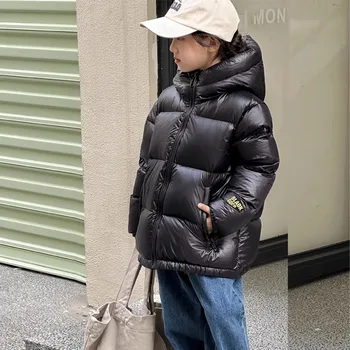 Детская одежда, Хлопчатобумажная одежда для девочек, пальто с капюшоном на молнии, плотный плюш, утолщенная Теплая Корейская зима 2023 года, 4-12 лет