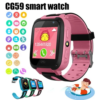 Детские смарт-часы GSM GPRS LBS Call Phone CG59 Умные часы для детей Местоположение SOS Пульсометр Монитор артериального давления трекер