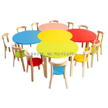Детский стол для обучения детей в детском саду из массива дерева столы и стулья для занятий в классе раннего образования консультирование в начальной школе