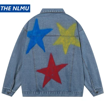 Джинсовая куртка Fashion Star, мужская модная синяя джинсовая куртка Harajuku, уличная одежда в стиле хип-хоп, пальто оверсайз