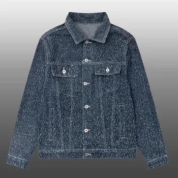 Джинсовое пальто с кисточками, модная брендовая джинсовая куртка для мужчин, джинсовая куртка с рваными пуговицами, Нарядное пальто, мужская уличная куртка