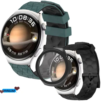 Для Huawei Watch 4 Pro Ремешок Силиконовая лента браслет умные часы Полный защитный чехол Край крышки Рамка Корпус Бампер