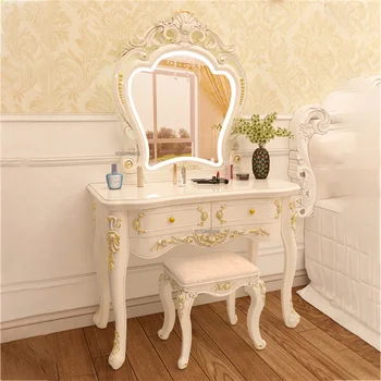 Европейские комоды для мебели спальни Светлый Роскошный Белый туалетный столик для макияжа, туалетный столик со светлым зеркалом, спальный гарнитур Z