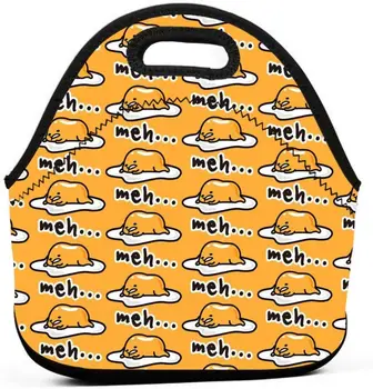 Желтая симпатичная неопреновая сумка для ланча многоразового использования, изолированная сумка для ланча с застежкой-молнией, ланч-бокс для школьных пикников и путешествий
