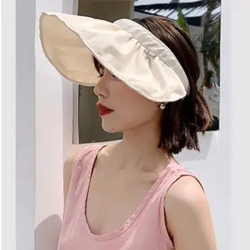 Женская летняя шляпа, складная шляпа, портативная складная шляпа с широкими полями, стильная повязка на голову двойного назначения для женщин, пляжная шляпа с пустым верхним козырьком