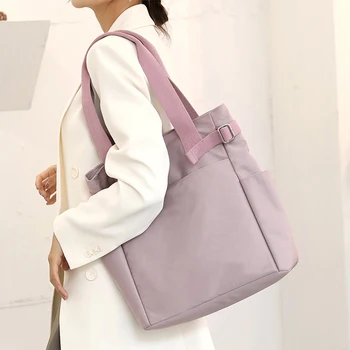Женская нейлоновая сумка через плечо, водонепроницаемая сумка для покупок, на молнии, с несколькими карманами, для работы, путешествий, ежедневного использования.