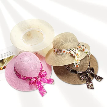 Женская солнцезащитная шляпа, портативная складная Широкая пляжная шляпа, Женская кепка с пустым верхним козырьком, галстук-бабочка, Дышащая шляпа, Складная женская кепка с защитой от ультрафиолета