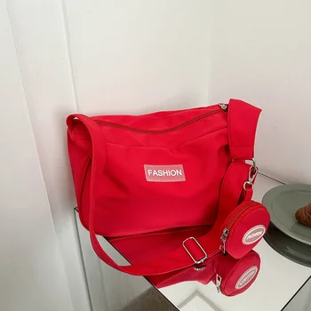 Женская универсальная сумка через плечо с кошельком, модная сумка-мессенджер, однотонная сумка в стиле харадзюку, простой дизайн, дорожная сумка для отдыха