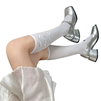 Женские гольфы, Кружевные Чулки с сетчатым рисунком для девочек, Свободные носки, Кружевные длинные носки в японском стиле