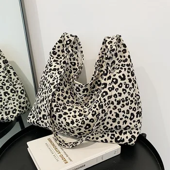 Женские сумки-тоут, роскошные дизайнерские сумки для женщин, холщовая женская модная повседневная сумка-шоппер с леопардовым наплечником, Женская сумка для покупок
