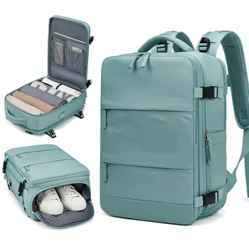 Женский дорожный рюкзак для девочек-подростков, заряжающийся через USB, деловой рюкзак для ноутбука с сумкой для обуви, 15,6-дюймовый водонепроницаемый школьный рюкзак