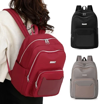 Женский дорожный рюкзак с несколькими карманами, нейлоновая школьная сумка для книг большой емкости, женский повседневный однотонный рюкзак Daypack