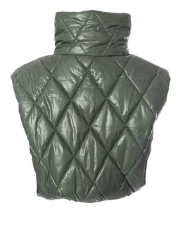 Женский зимний укороченный пуховик с воротником-стойкой, легкая теплая куртка без рукавов, Верхняя одежда, жилет на подкладке.