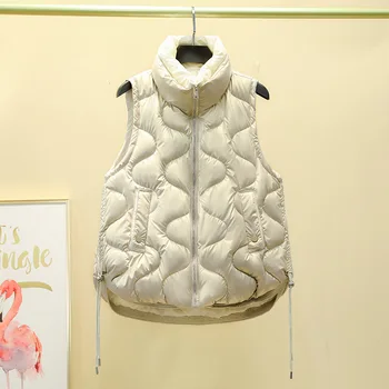 Женский однотонный хлопковый жилет с воротником-стойкой, свободное повседневное пальто на завязках, Корейская версия, новая мода, осень и зима