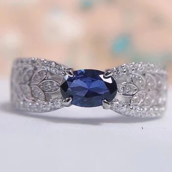 Женское кольцо с красным/синим бриллиантом овальной огранки 0,5 карата AU585 из белого золота 14 карат 585 пробы Fine Jewelry 210