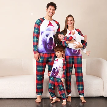Забавный Рождественский семейный пижамный комплект с рисунком Медведя из мультфильма, одежда для мамы и папы, детские ползунки, одежда для мамы и меня, одежда для семьи