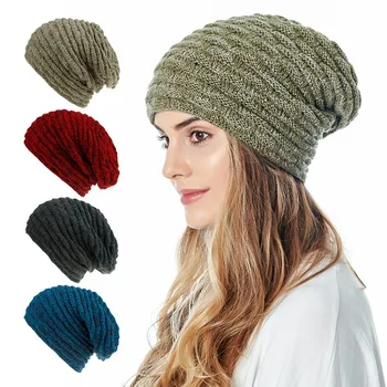 Зимние шапки-бини для девочек, женская теплая вязаная шапочка с черепом, более теплая Женская зимняя шапка с меховой подкладкой.
