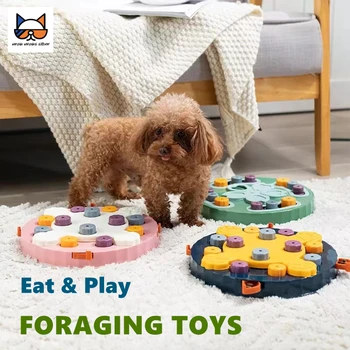 Игрушки-головоломки для собак, Диспенсер для еды, Забавная интерактивная игрушка, обучающая щенка, повышающая IQ, Медленное поедание, Нескользящая противотуманная миска для кормушки для собак, игрушки