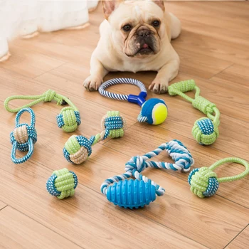 Игрушки для грызения собак для больших и маленьких собак, игрушки для чистки зубов, хлопковая веревка, игрушки для мини-щенков, мяч для собак, аксессуары для дрессировки собак, игрушки