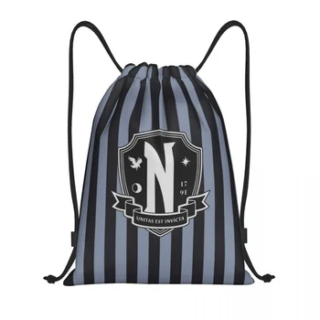 Изготовленная на заказ Nevermore Academy Wednesday Addams Сумка на шнурке для покупок, рюкзаки для йоги, мужские и женские сумки для просмотра фильмов ужасов, спортивные сумки для спортзала