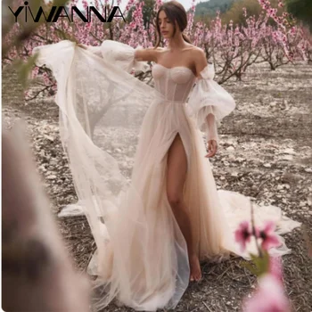 Изящное платье с открытыми плечами для невесты, сексуальное свадебное платье с открытой спиной, романтическое свадебное платье с вырезом в виде сердечка, Vestidos De Novia