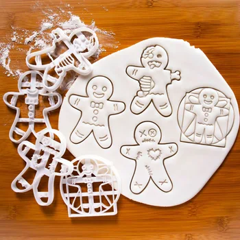 Имбирный Человечек Череп Формочка для печенья Хэллоуин Рождество 3D Пластиковый Скелет Форма для печенья Помадка Кондитерские Изделия Мультяшное Украшение торта