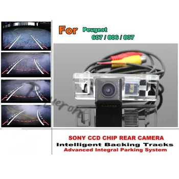 Камера с чипом Smart Tracks / HD CCD Интеллектуальная динамическая камера заднего вида для парковки автомобиля Peugeot 607 / 806 / 807