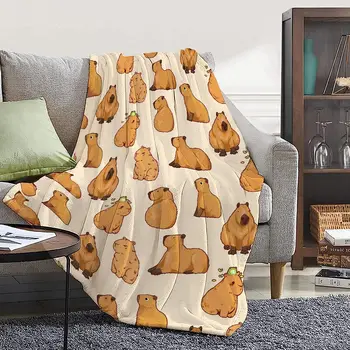 Капибары Одеяло Подарок для Девочек Мальчиков Дети-40x50 Дюйм(ов) Ов) Мягкие Фланелевые Одеяла Cutes Capybara Уютные Пледы Одеяло для