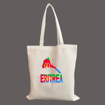 Карта Эритреи Эритрейский флаг Африка Эко Женские сумки через плечо Сумка Холщовая Хозяйственная сумка Повседневные большие женские дорожные сумки-тотализаторы