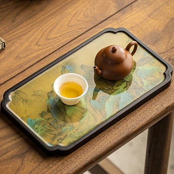 Китайская Чайная тарелка Прямоугольная Круглая Бамбуковая Чайная доска Чайный столик Кунг-фу Домашнее Чайное блюдо Кухонный Чайный набор Аксессуары